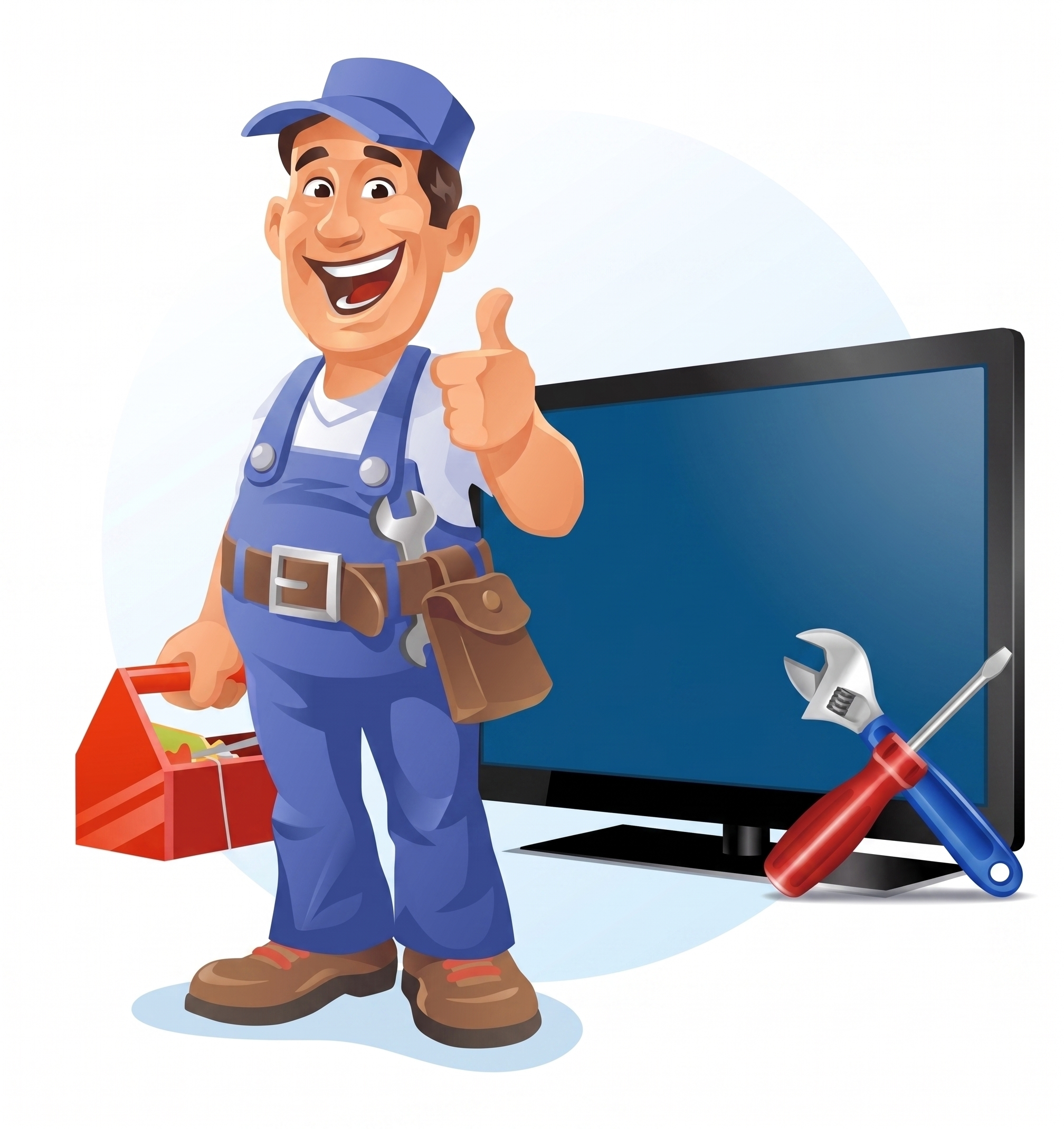TV Repair Technician at Work